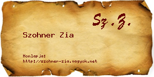 Szohner Zia névjegykártya